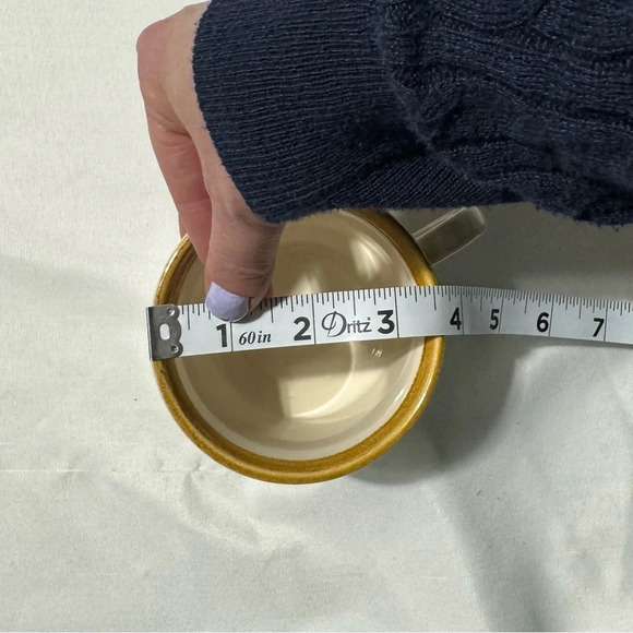 Set of 2 Vintage Mikasa Stone Manor F5800 Coffee Mugs Japan  Tan with Brown Rim - Picture 4 of 7